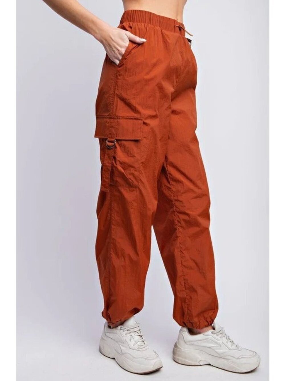 Easel Easy Breezy Parachute Cargo Pants in Cinnamon Small - Picture 2 of 4